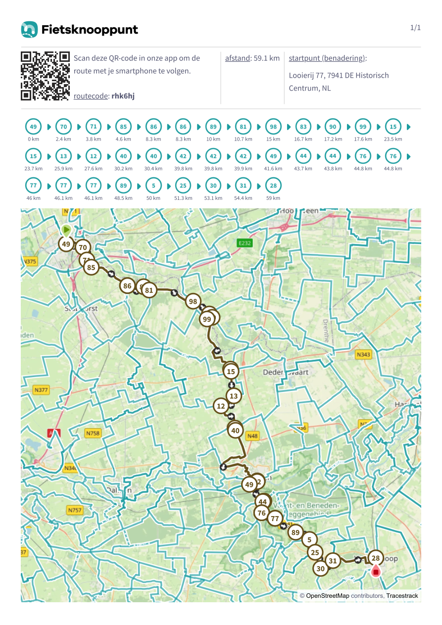 Routekaart van de fietstocht van 5 augustus 2026